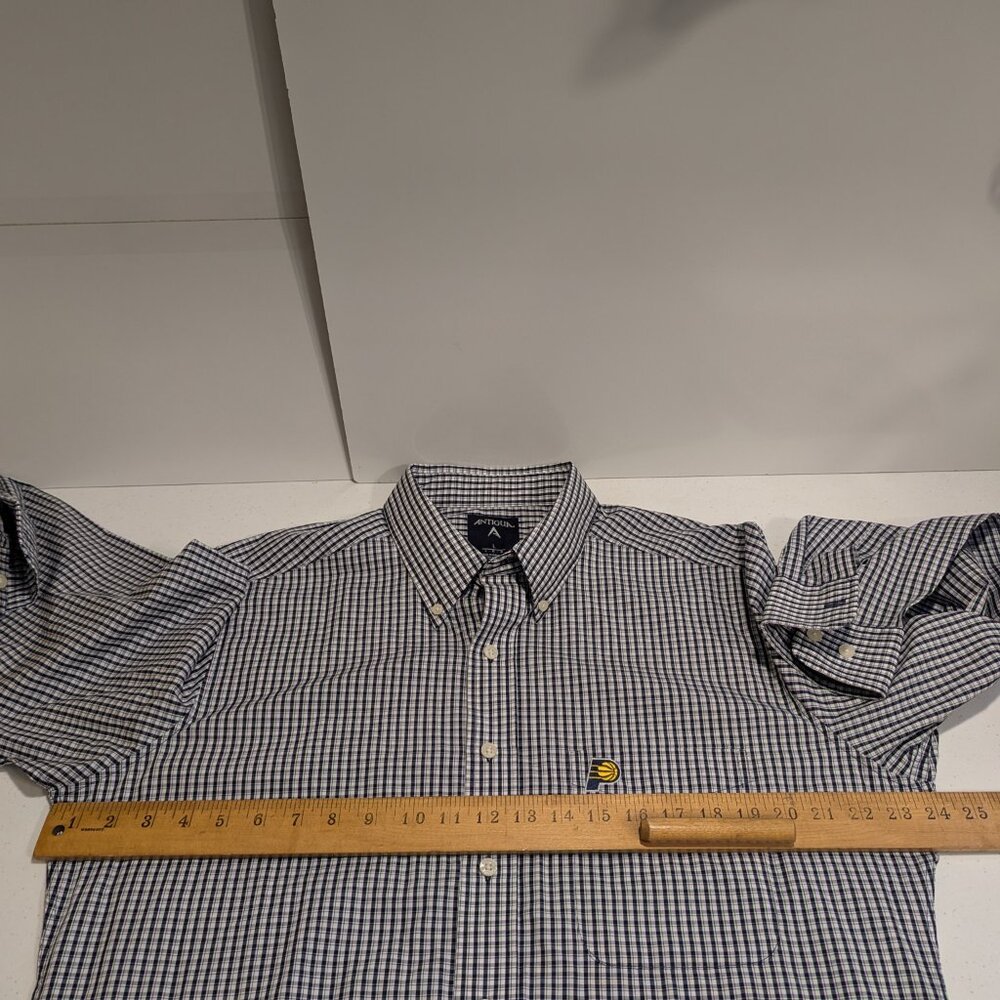 Antigua Indiana Pacers Shirt Mens Large L Blue Plaid Button Down NBA Basketball - Picture 14 of 16